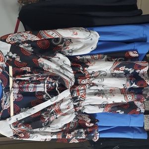 SUSHI FLOWERS V neck sheer Tunic Boho Blouse Top Sz L